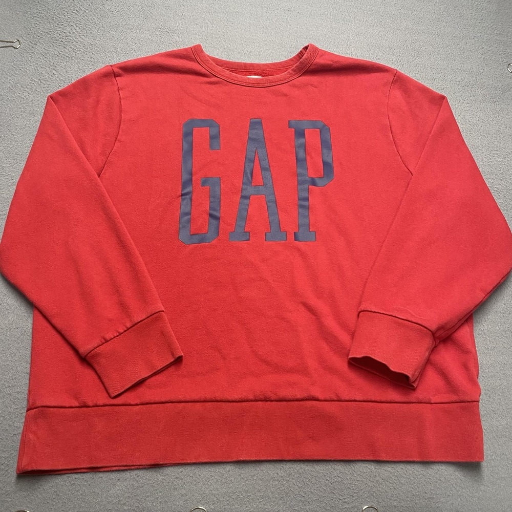Gap Logo Sweatshirt Mens 2XL Red Fleece Crewneck Pullover Graphic Casual Comfort